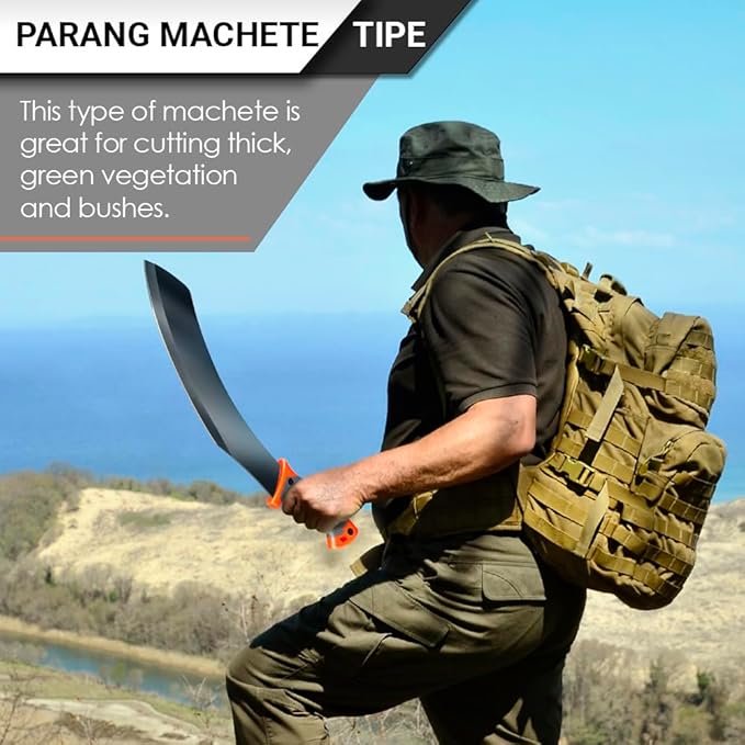 Machete with Saw - 25” Heavy Duty Tool & Sheath - Ergonomic No-Slip Handle - Survival Knife with Serrated Blade - Machetes for Bushcraft Outdoor Hunting Garden Cutting Trees and Yard Work