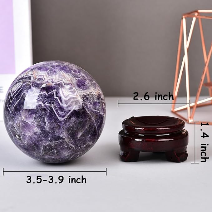 Dream Amethyst Crystal Ball with Stand Large Healing Crystals Sphere for Meditation, Divination