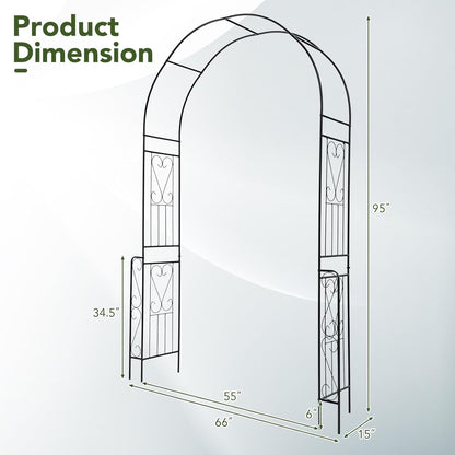 Happygrill Garden Arch Trellis, 7.9 FT Metal Pergola Arbor w/Elegant Pattern & Arc Top Design, Galvanized Metal Pipes, Outdoor Garden Arbor Archway for Parties, Weddings, Ceremony Decoration