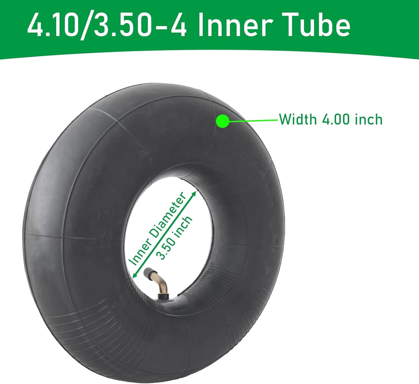 2-Pack 4.10/3.50-4 Inner Tube 4.10-4 3.50-4 Tube Bend Valve Stem for Wheelbarrows/Mowers/Hand Trucks and More