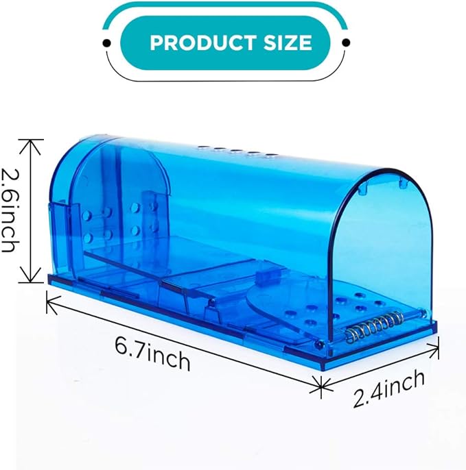 Humane Mouse Trap | Catch and Release Mouse Traps That Work | Mice Trap No Kill for mice/Rodent Pet Safe (Dog/Cat) Best Indoor/Outdoor Mousetrap Catcher Non Killer Small Capture Cage (Blue)