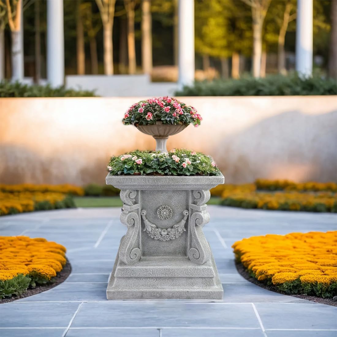 Outdoor Garden Classic Plinth Base Statue Riser，Garden Pedestal Stand For Sculptures, Plant，Flower Pots Decor， Large 12 Inch Tall.