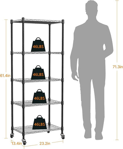 Indoor Greenhouse with Grow Lights, 5 Tier 23.2" L×13.4" W×61.4" H Mini Greenhouse, Grow Light Shelf with Tent and Thermometer, with 72W Full Spectrum Growing Lamps for Seed Starting