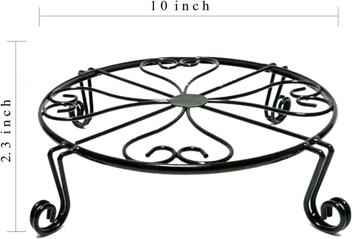 2 pack 10" 12" Rustproof Black Metal Plant Stands Heavy Duty Plants Holder Outdoor Indoor, Round Wrought Iron Sturdy Flower Planter Pot Stand, Corner Gardening Inside Potted Plant Risers - 10Inches
