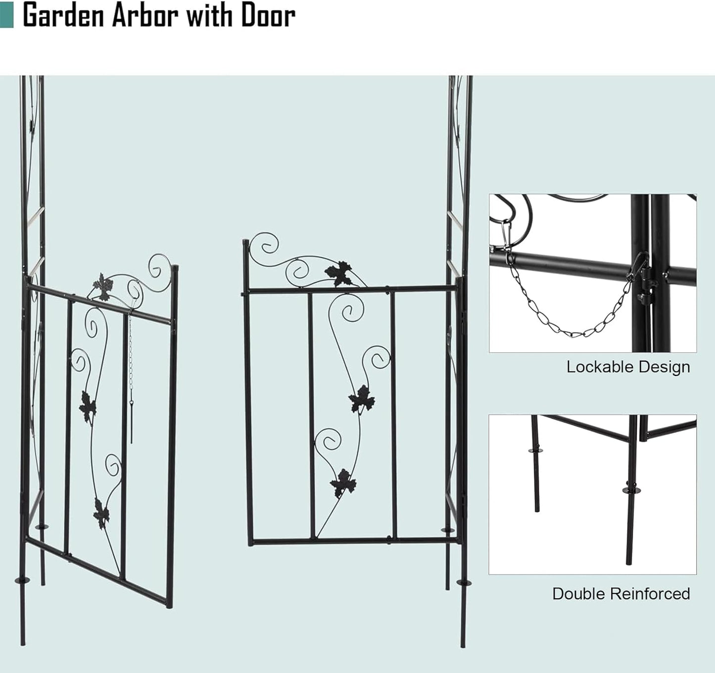 Kintness Garden Arch Arbor with Gate Trellis Arbour Archway for Climbing Plants Outdoor Garden Lawn Backyard …