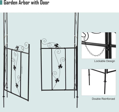 Kintness Garden Arch Arbor with Gate Trellis Arbour Archway for Climbing Plants Outdoor Garden Lawn Backyard …