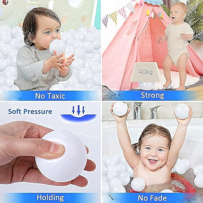 Ball Pit Balls for Kids, Plastic Refill 2.2 Inch Balls, 100 Pack, Bright Colors, Phthalate and BPA Free, Includes a Reusable Storage Bag with Zipper