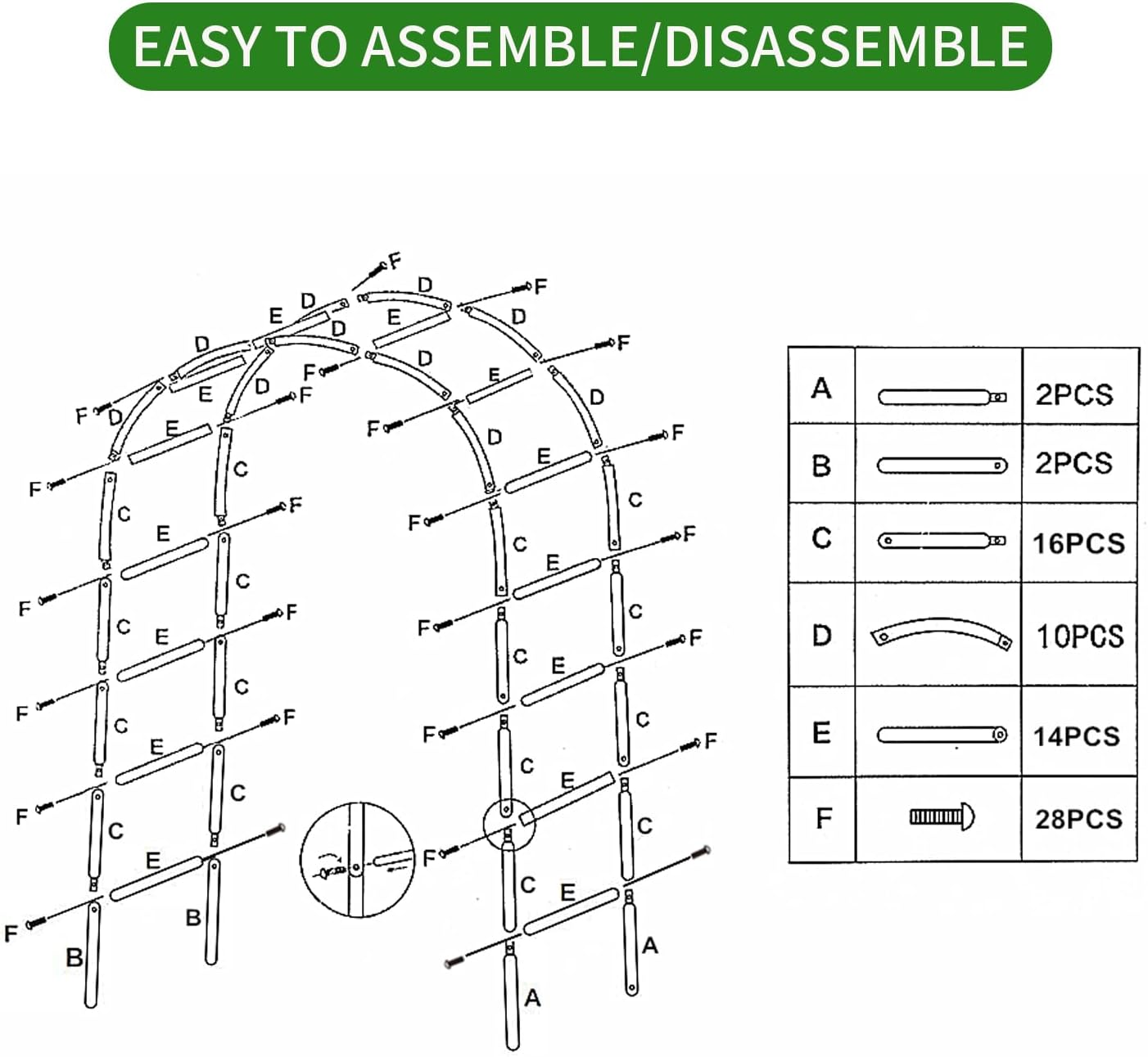 Iron Pergola Arbor Practical, 7.9 Feet High x 4.6 Feet Wide, Assemble Easily for Various Climbing Plant Wedding Garden Arch Bridal Party Decoration Wide Arbor, 2 Pack