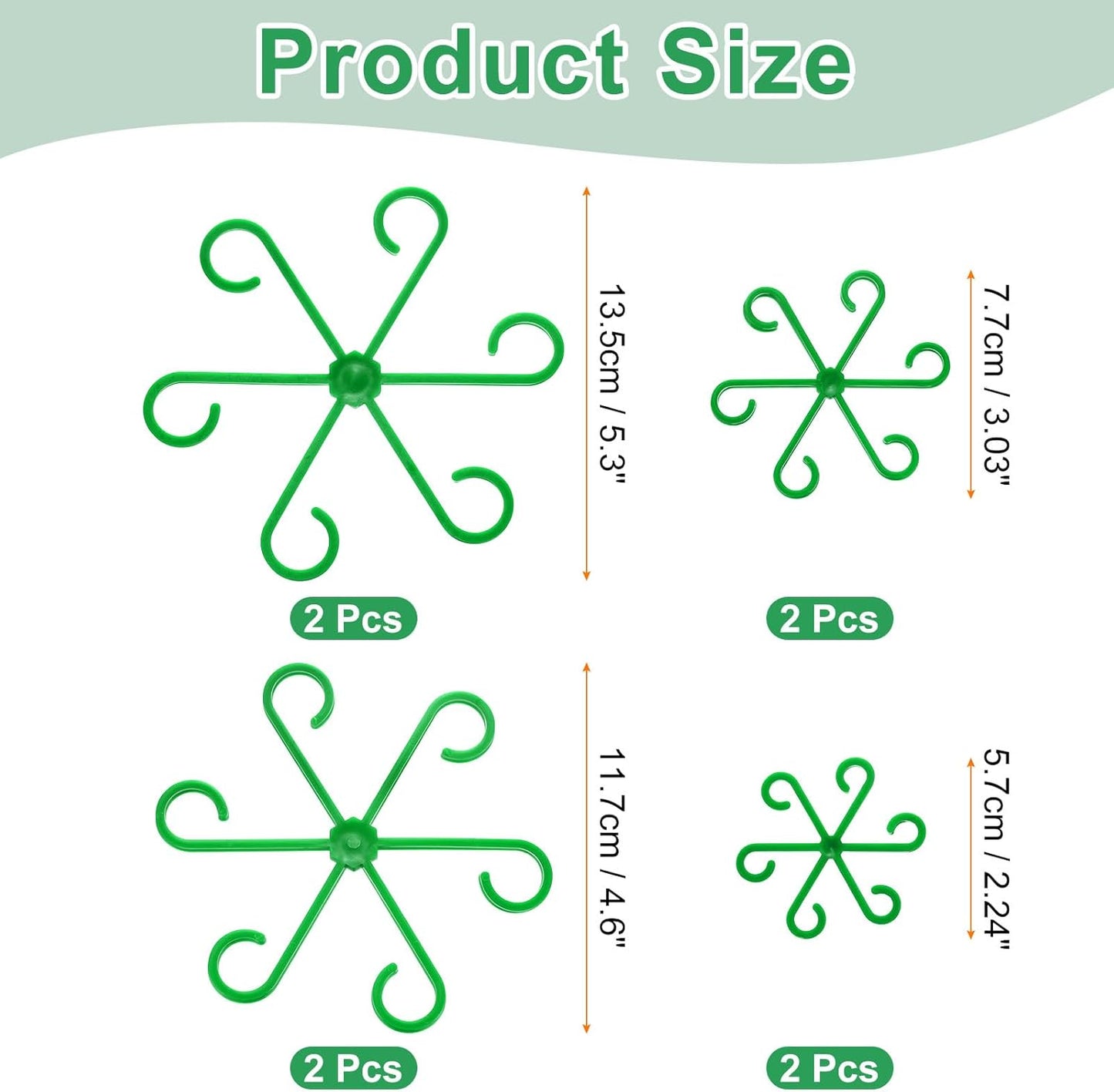 HARFINGTON 8pcs Plant Stem Support 4 Sizes Climbing Houseplant Stem Holder Stakes Reusable Flower Trellis Plant Stand for Outdoor Indoor, Green