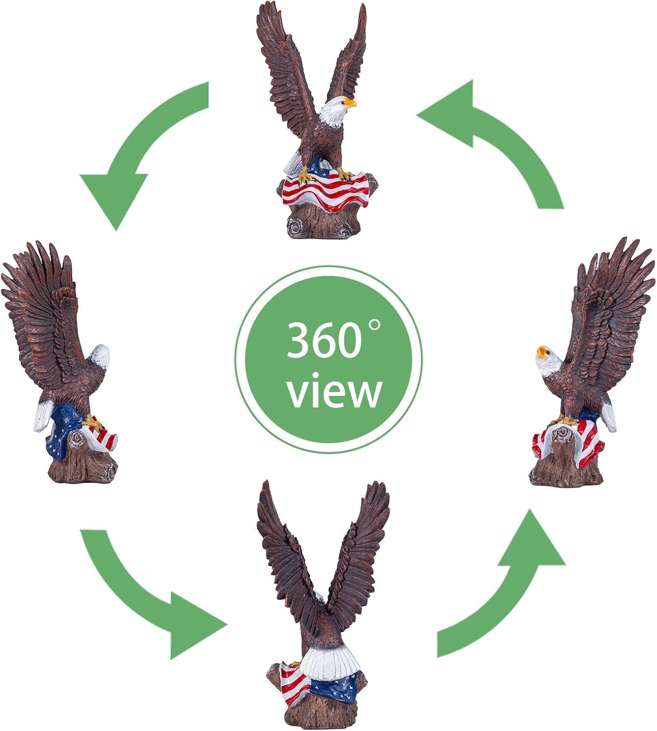 15.35in Majestic Lifelike Bald Eagle Statue - Durable Resin Garden Sculpture for Outdoor Lawn Decoration & Indoor Art Display Courtyard Decoration