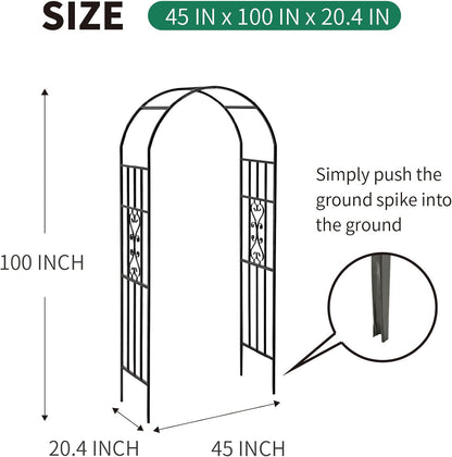 Metal Pergola Arbor, 100" H x 45" W Garden Arch Archway for Wedding Ceremony Party Curved Iron Plants Trellis Stand Use for Outdoor Garden Climbing Plants
