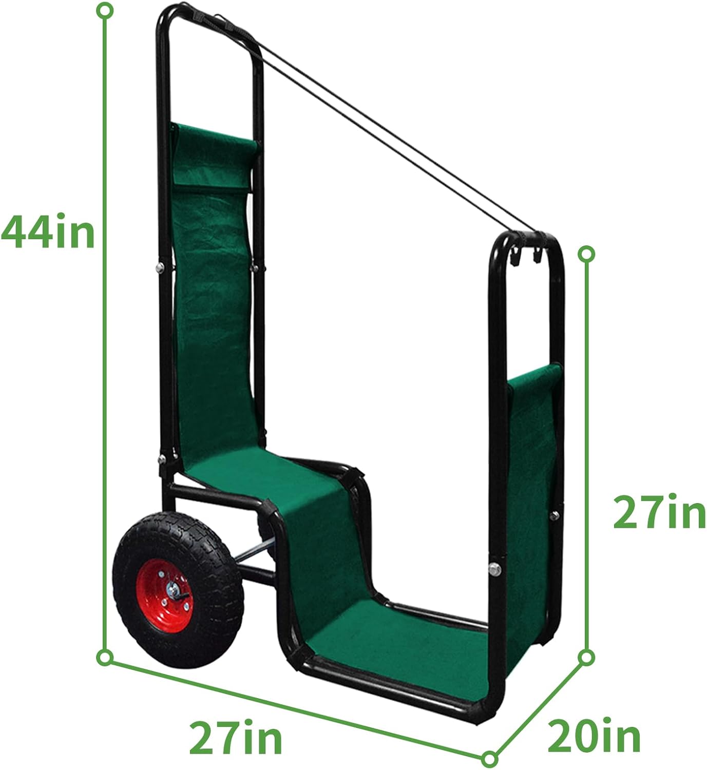 Firewood Cart: 44 X 27 X 20 in Heavy Duty 220 lbs Load Capacity Waterproof Easy Assembly Rack for Indoor Garden Backyard Fireplace Men Women Use with Pneumatic Rubber Wheels