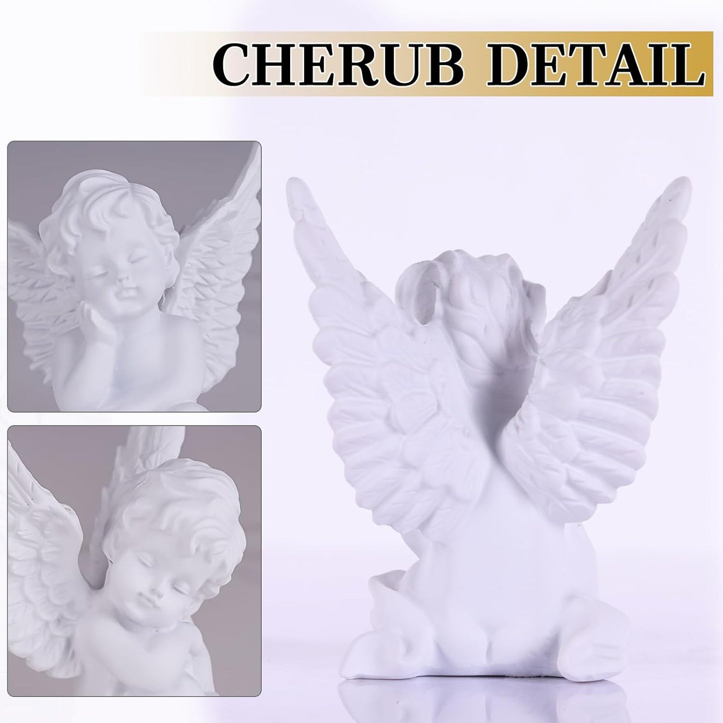 orenm 2 Pack Resin Cherubs White Angel Statue Figurine, Garden Sleeping Cherub Statue Sculpture Indoor Outdoor Home Decoration, Cute Adorable Angle Sculpture Memorial Statue(4" Height) (White)