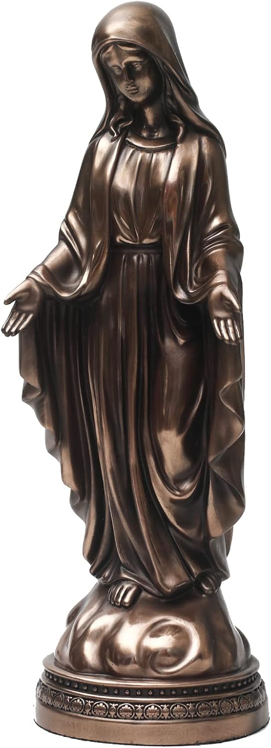 12 Inch Blessed Virgin Mary Decorative Figurine，Catholic Religious Gifts 12 Inch Resin Statue Figurine (Cold Cast Bronze)
