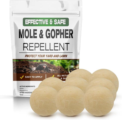 Mole Repellent, Gophers Repellent, Vole Repellant Outdoor, Armadillo Repellant Garden, Moles Control, Groundhog Repellents, Gopher Deterrent for Lawn, Keep Vole Out of Your Yard, Safe to Use-8P