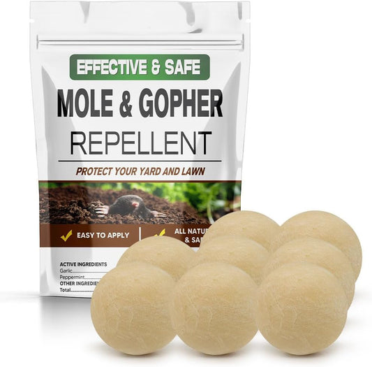 Mole Repellent, Gophers Repellent, Vole Repellant Outdoor, Armadillo Repellant Garden, Moles Control, Groundhog Repellents, Gopher Deterrent for Lawn, Keep Vole Out of Your Yard, Safe to Use-8P