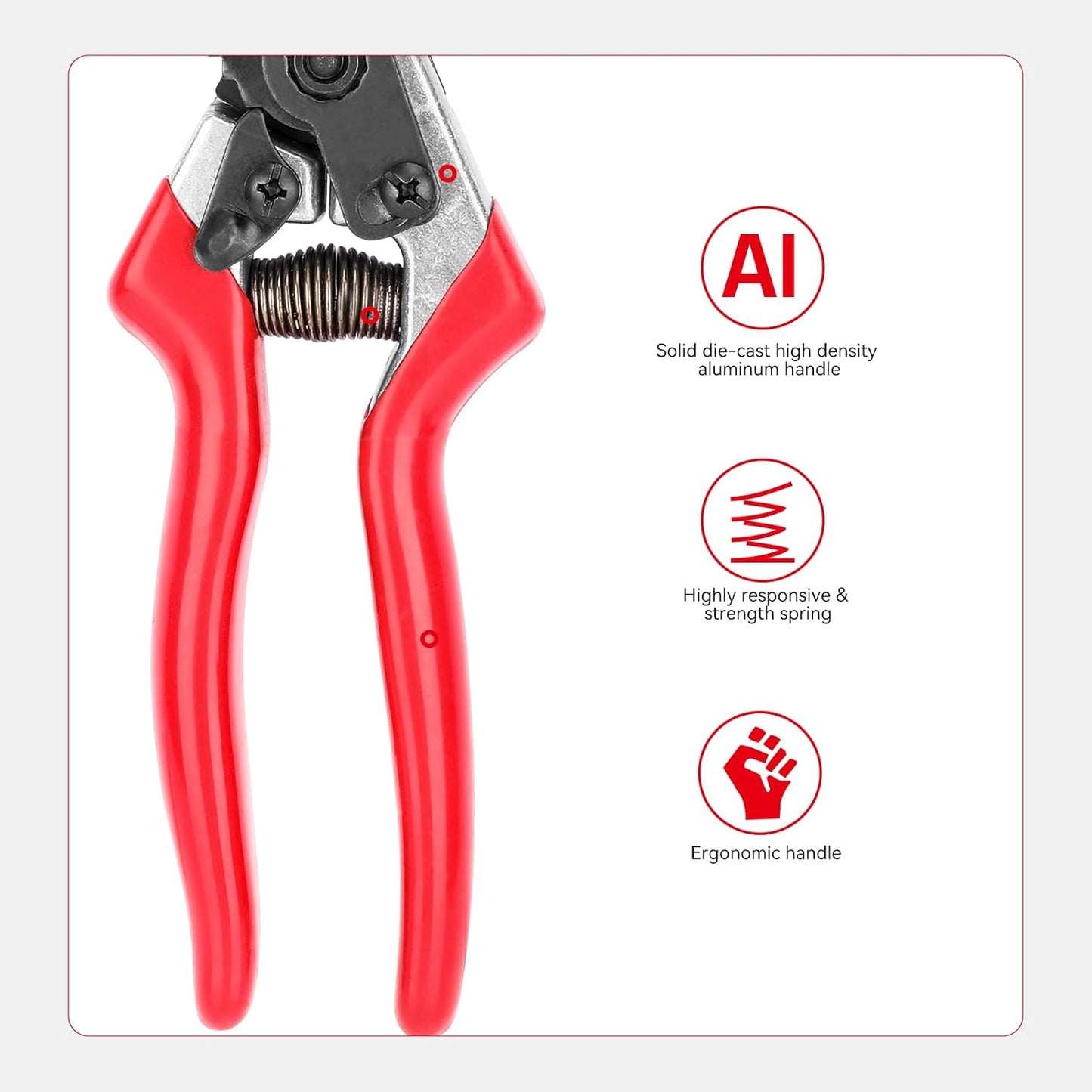 Rose Floral Scissors,Pruning Shears, SK5 Steel Blade with Anti-Rust Coating, Flower Handheld Clipper Pruner and Holder. Solid Aluminum Handle, Ergonomic Grip. Ideal for Gardens, Florists