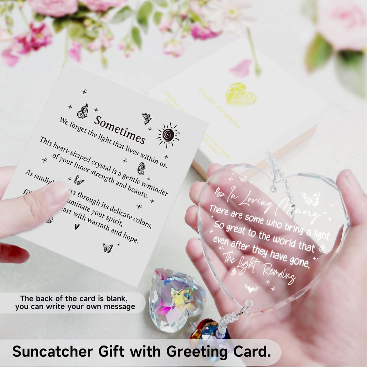 Memorial Gift for Loss of Loved One, Crystal Suncatcher Sympathy Bereavement Keepsake for Mom Dad, Funeral Remembrance Present for Window Home Decor