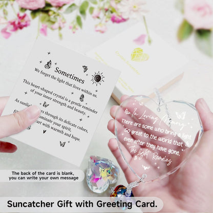 Memorial Gift for Loss of Loved One, Crystal Suncatcher Sympathy Bereavement Keepsake for Mom Dad, Funeral Remembrance Present for Window Home Decor