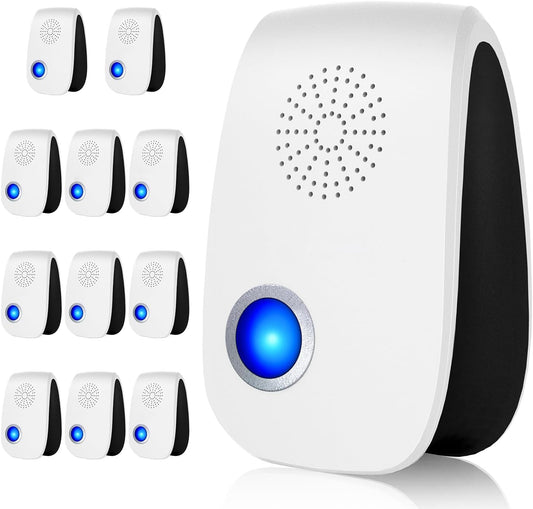 Upgraded Ultrasonic Repellent, Indoor Pest Repellent, Electronic Plug in Pest Control for Roach, Ant, Rodent, Mouse, Bugs, Mosquito, Spider Repellent for House, Garage, Warehouse (12 Packs)