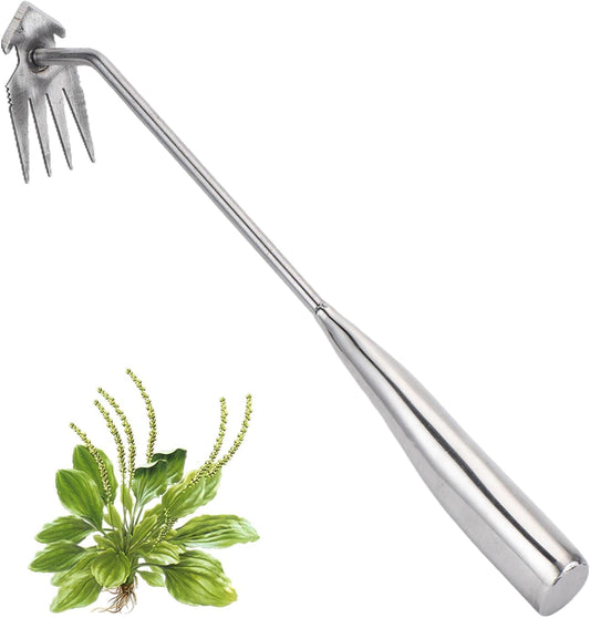 Weed Puller Tool, Stainless Steel Gardening Hand Weeder Tools, Weeding Artifact Uprooting Weeding Tool, Weed Removal Tool, 4-Tooth Dual Purpose Manual Weed Pulling Tool for Yard Garden