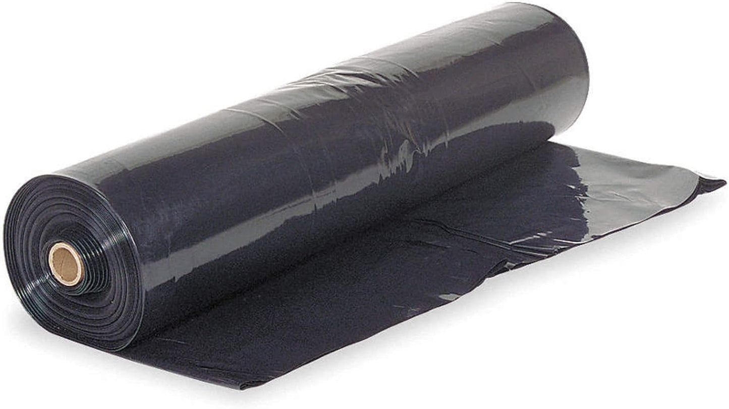 Farm Plastic Supply - Black Plastic Sheeting - 10 mil - (24' x 100') - Polyethylene Vapor Barrier Sheeting, Black Painters Tarp, Roll of Heavy Duty Plastic