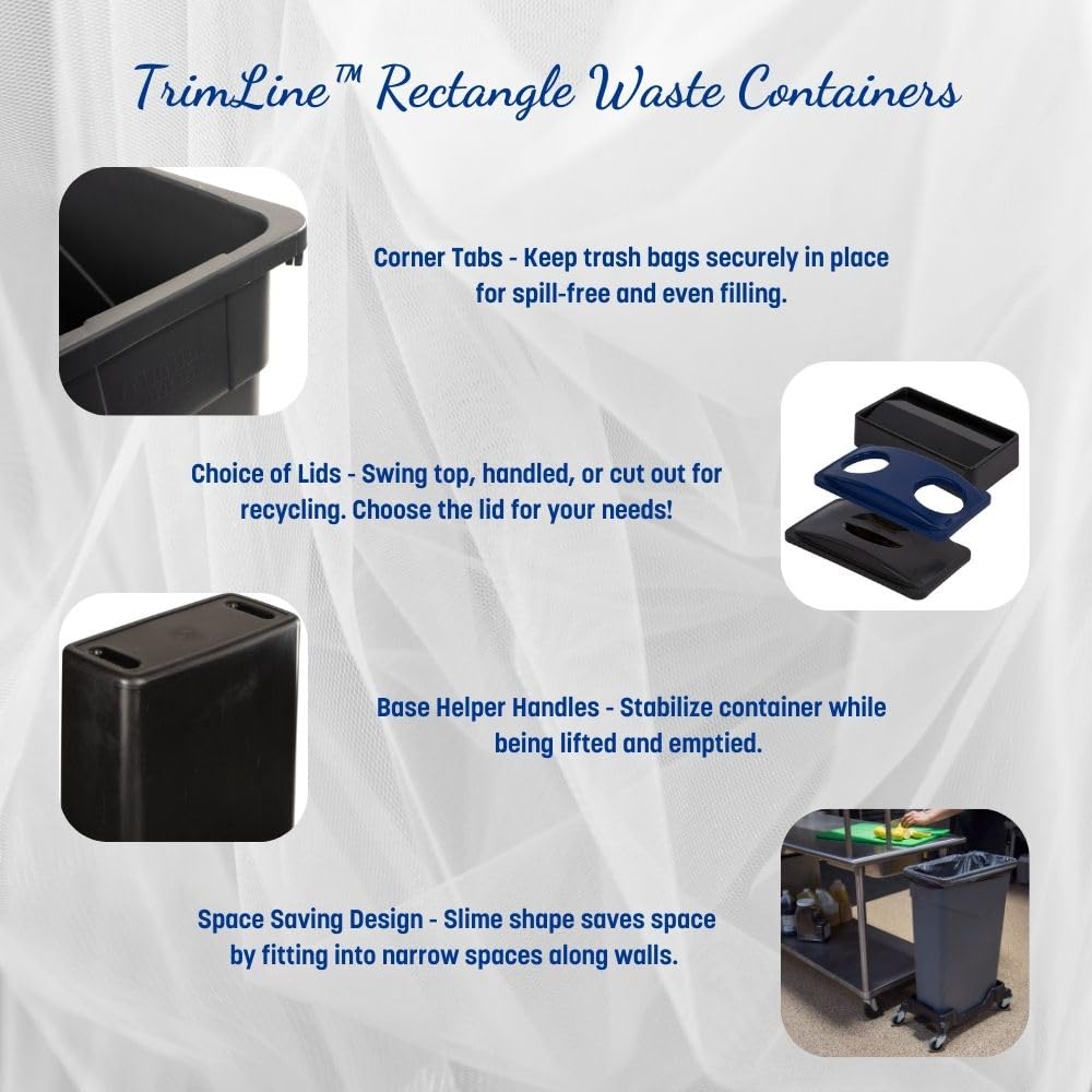 Carlisle FoodService Products 34202369 TrimLine Rectangle Waste Container Trash Can Only, 23 Gallon, Dark Brown