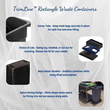 Carlisle FoodService Products 34202369 TrimLine Rectangle Waste Container Trash Can Only, 23 Gallon, Dark Brown