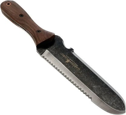 Garden Guru Hori Hori Gardening Knife for Weeding Digging & Cultivating - Stainless Steel Full Tang Blade, Walnut Wood Handle, Marks for Measuring Planting Depth, with Nylon Sheath - 1 Case (30 Pcs)