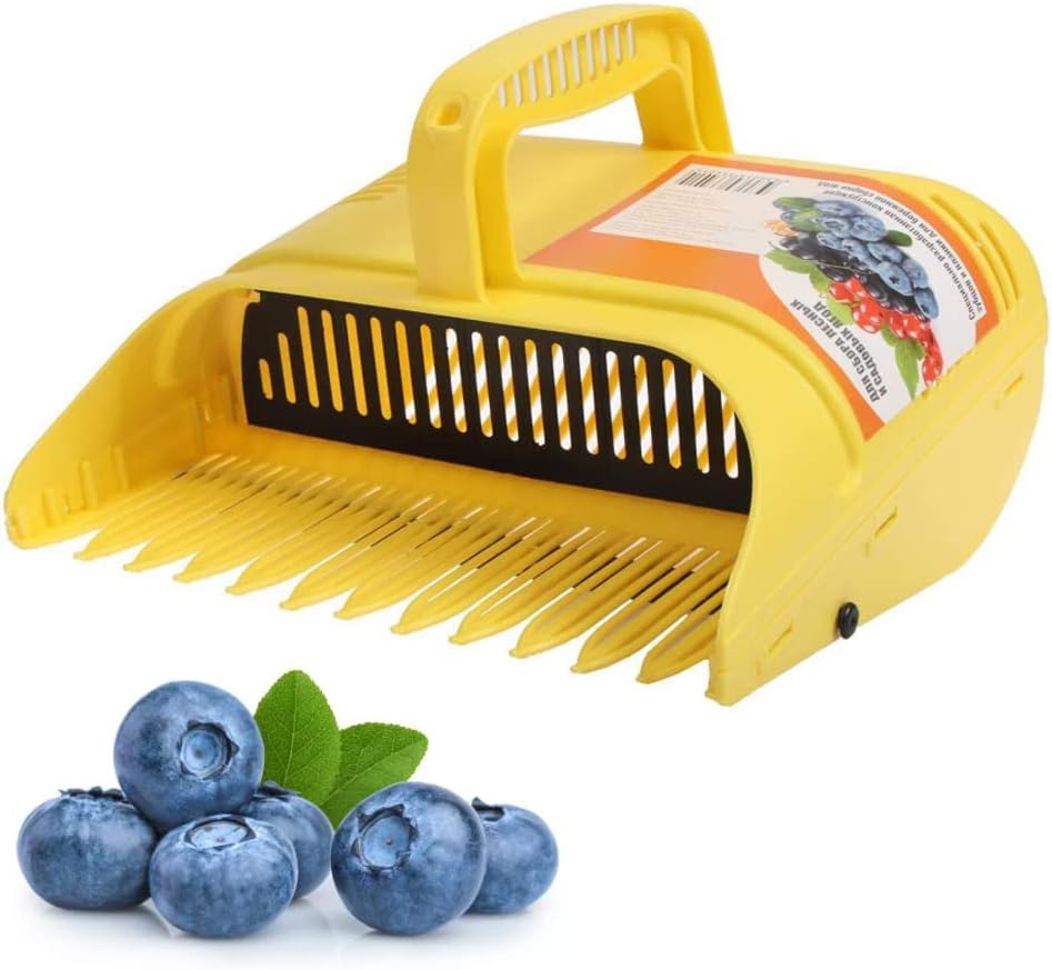 Blueberry Picker, Plastic Blueberry Picker Scoop Blue Berry Picking Rake for Cranberries Blueberries lingonberries Strawberries Blackberries Currants (Yellow 22 * 14 * 17cm)