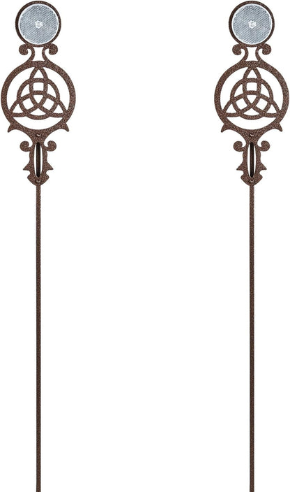 Touch of Class Pathways Reflective Driveway Marker Stake Set of Two for Outdoor Use | Celtic Knot Emblem Design | Personalized Tall Reflector Set of 2 | Weathered Bronze Durable Finish