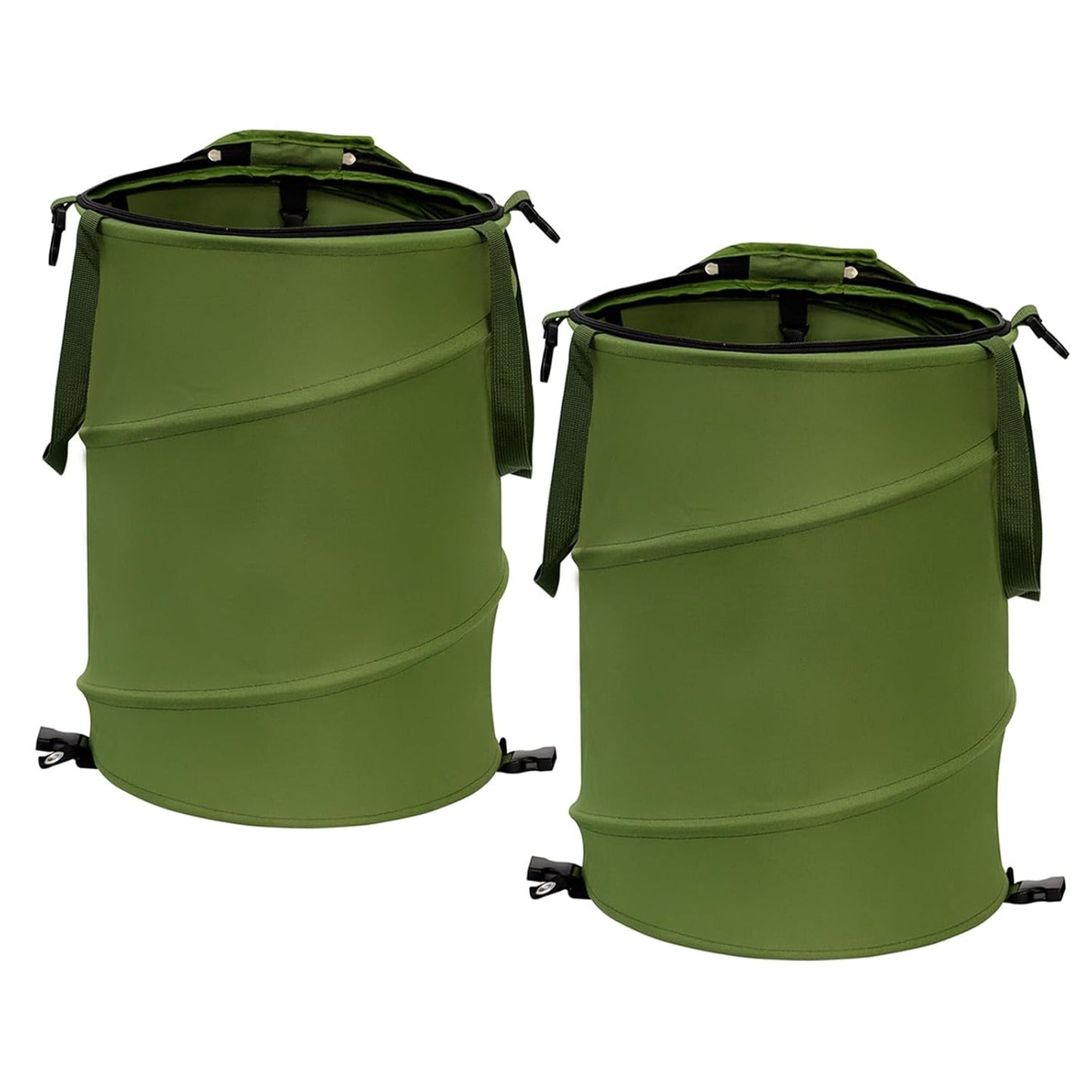 Reusable Lawn and Leaf Garden Bag, Collapsible/Pop Up Trash Can, 18x22 In Garbage Can and Recycling Bin with Lid for Home Storage, Laundry, Camping, Garden (2Pcs-Green 24 Gallons)