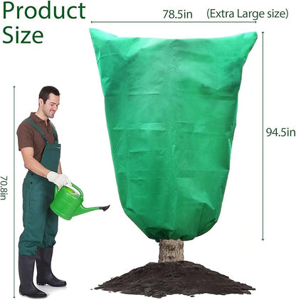 3 Pcs Large Plant Covers Freeze Protection 47.5" X 71.2" ,Reusable Winter Cold Weather Frost Blankets for Outdoor Plants with Drawstring and Zipper,Outdoor Tree Jackets (Green, 2 Pack XL-78.5" x94.5")