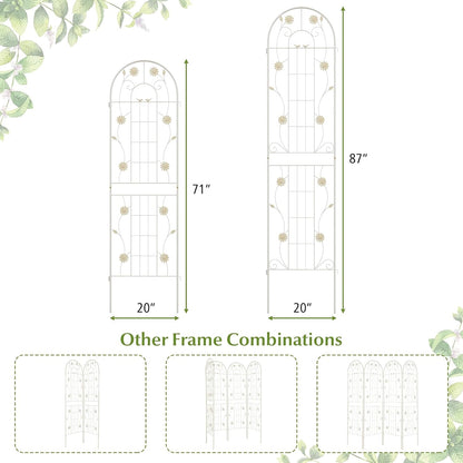 Giantex 4 Pack Garden Trellis, 5.9 FT Tall Galvanized Steel Trellis for Climbing Plants Outdoor for Patio Lawn Wall Decor, Plant Trellis for Vine Cucumber Tomato Flower Clematis Roses, White