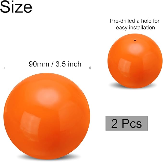 uxcell 2 Pcs Gazing Globe Decor Ball 3.5 Inch 90mm Reflective Garden Sphere Polished Hollow Ball, Seamless Stainless Steel Gazing Ball, Smooth Mirror Globe for Garden Home Decor, Orange