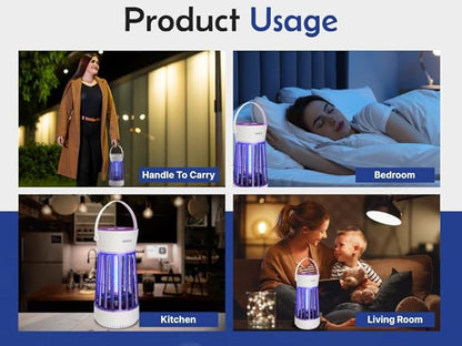 Fly Trap Indoor Bug Zapper, UV LED Mosquito Repellent Outdoor Patio, Portable Electric Zapper with Fan and Easy-Empty Tray, Ideal for Indoor Use