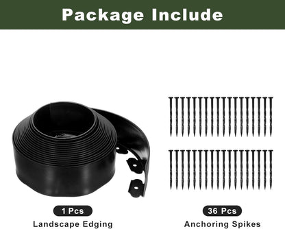 uxcell Landscape Edging, 1Pcs 40FT x 3.94" - No Dig Garden Edging Kit with 36 Stakes, Landscape Edging Border for Garden Lawn Flower Bed Yard Grass (Black)