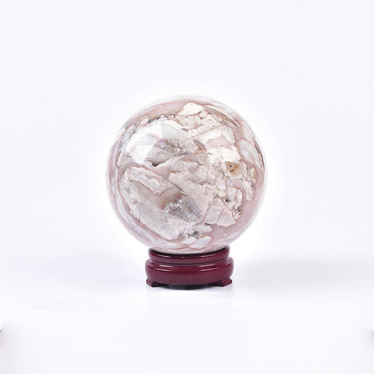 JIC Gem Extra Large Pink Agate Crystal Sphere,Decorative Crystal Ball Pink Gemstone Sphere for Meditation,Office Table Decorations 110-120mm