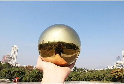 6 inch Diameter Gold Golden Gazing Ball,Gold Golden Stainless Steel Polished Reflective Smooth Garden Sphere Globe Mirror,Colorful and Shiny Addition to Any Garden or Home