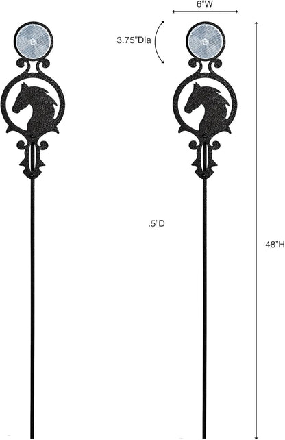 Touch of Class Pathways Reflective Driveway Marker Stake Set of Two for Outdoor Use | Horse Silhouette Design | Personalized Tall Reflector Set of 2 | Black Durable Finish