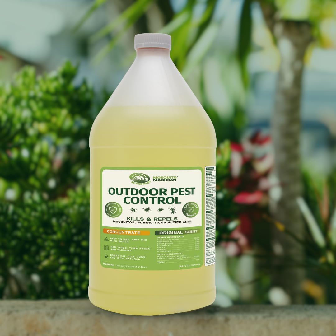 Mosquito Magician Liquid Concentrate - Kills Mosquitoes, Fleas, and Fire Ants - Use with Pump or Backpack Sprayers, Foggers, or Automatic Misting Machines - Ideal for Yards, Lawns, Patios - 1 Gallon