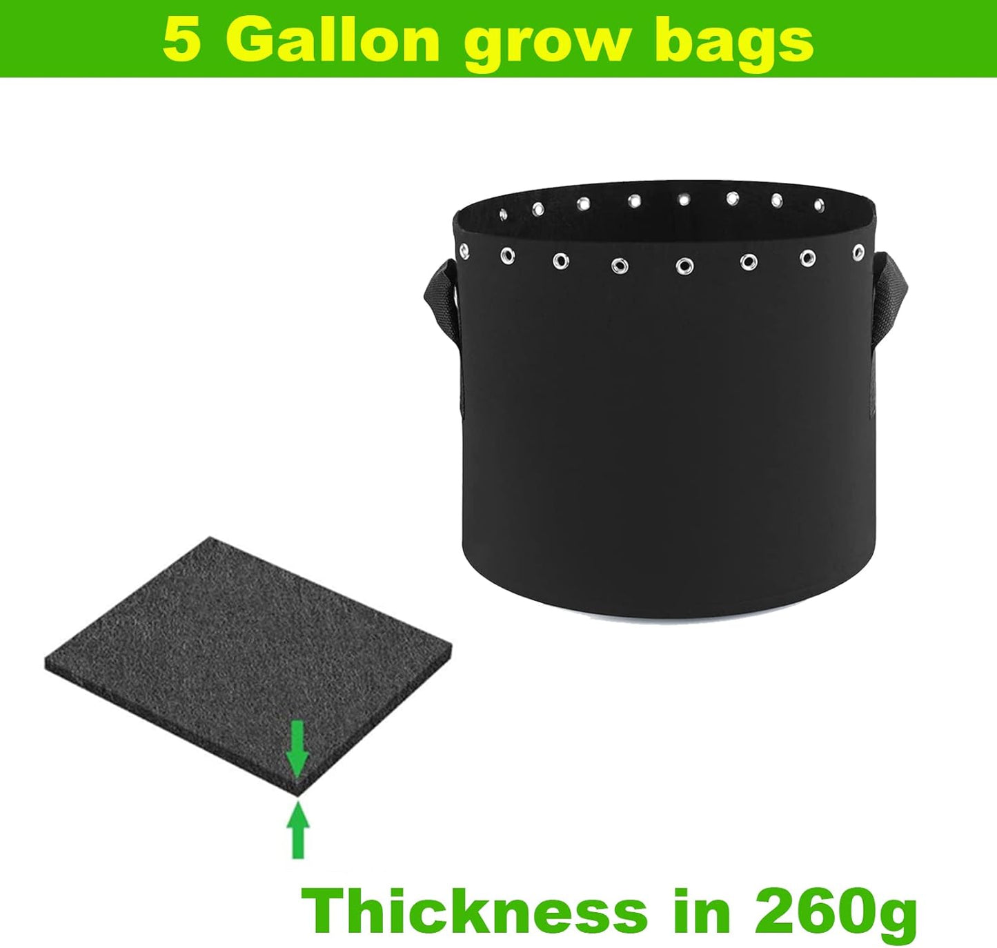 5 Gallon Fabric Pots with Holes 5 Packs with Handles Plant Grow Bags