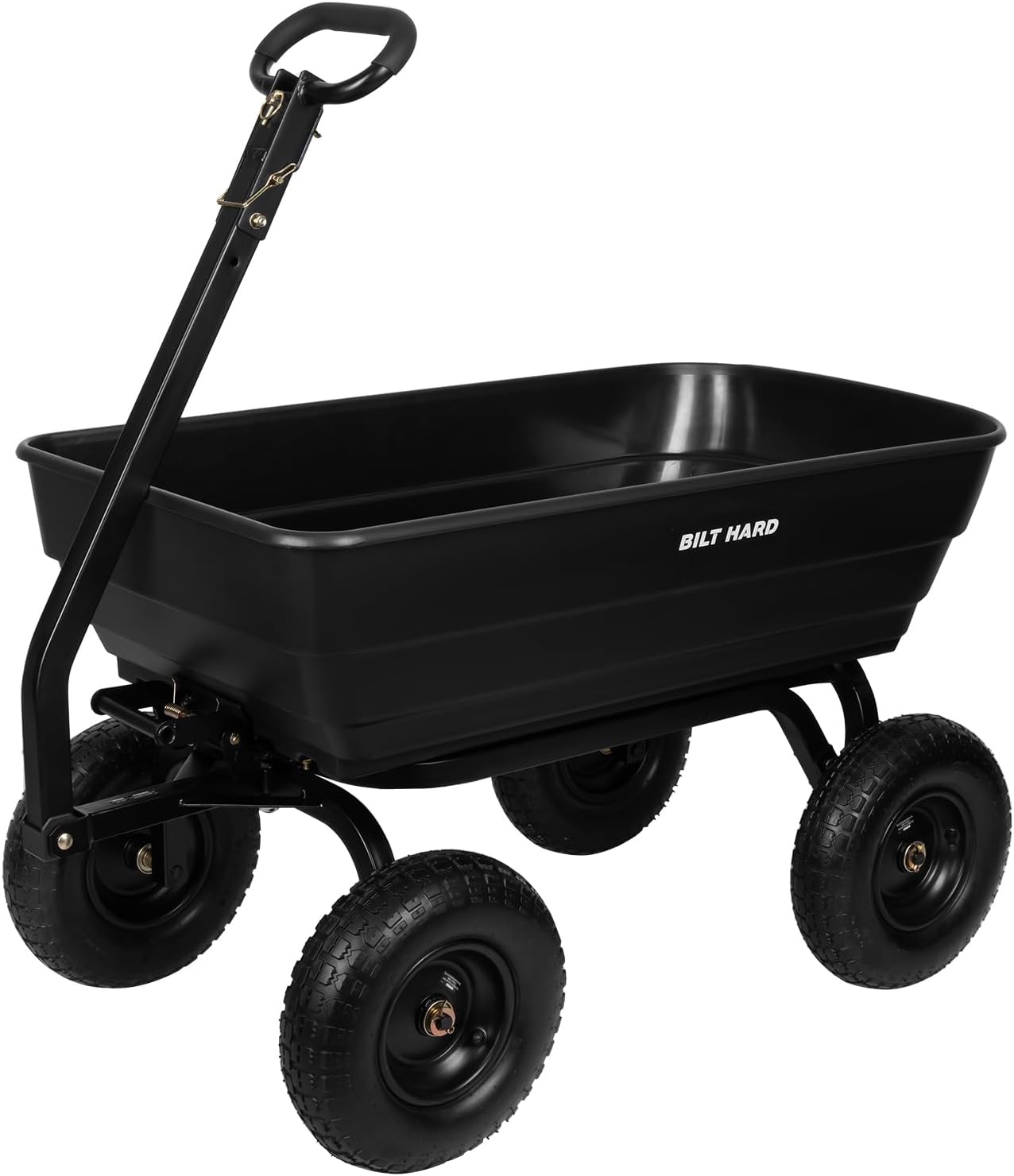 BILT HARD 1200 lbs 7 Cu Ft Poly Garden Dump Cart with 2-in-1 Convertible Handle, No Flat Tires, Quick Release, Dump Wagon Heavy Duty for Yard, Outdoor