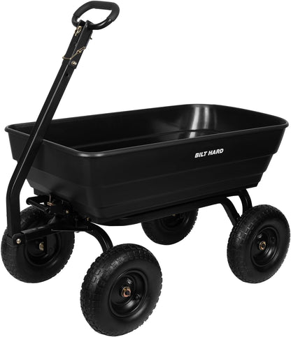 BILT HARD 1200 lbs 7 Cu Ft Poly Garden Dump Cart with 2-in-1 Convertible Handle, No Flat Tires, Quick Release, Dump Wagon Heavy Duty for Yard, Outdoor