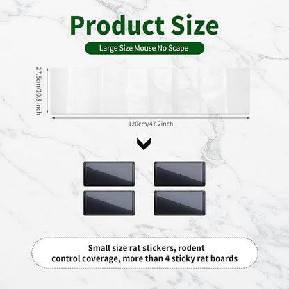 Qualirey 4 Pcs 47 Inch Ultra Large Sticky Mouse Glue Traps Sticky Rat Trap That Work for Rats Roaches Rodents Heavy Duty Pre Baited Mats Indoor Outdoor Catch Pest (Clear)