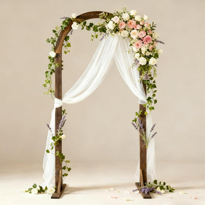 6.9 FT Wooden Arches Semicircle Wood Arch Wooden Wedding Arches Wood Wedding Arch Backdrop Stand for Indoor Outdoor Wedding Party Garden Beach Forest Rustic Boho Decor