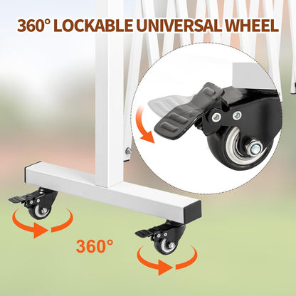 TECSPACE Aluminum Expandable Garden Fence, Portable Barricade Gate with Casters, Expansion Size 201×15.2×40.6 inches, Adjustable Flexible Fence Mobile Barricade Safety Barrier