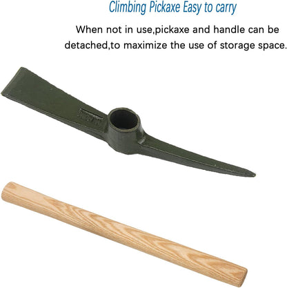 Forged Heat Treated One Piece Intact cast Iron Hoe,Weeding Garden Pick Axe,for Gardening,Camping and Outdoors Climbing Pickaxe