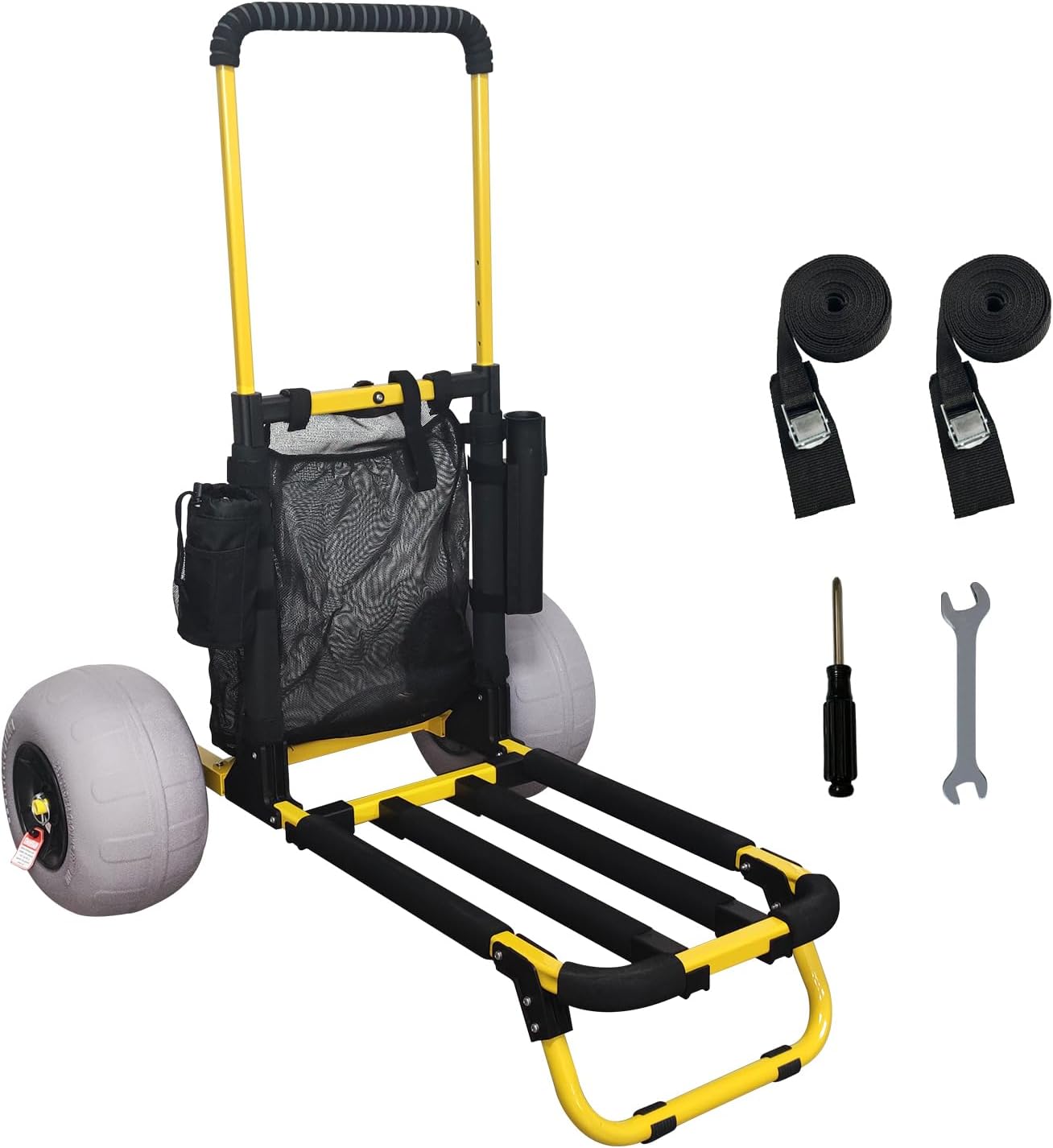 Beach Trolley Cart, Foldable Heavy-Duty Beach Wagon Cart with 12 Inch Wheels for All-Terrain Outdoor Camping