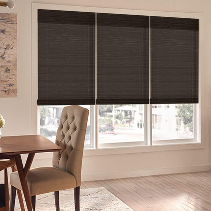 LETAU Cordless Wood Window Roller Shades, Bamboo Light Filtering Window Blinds for Outdoor Garden, Patio, Porch, Arbor, Pattern 12